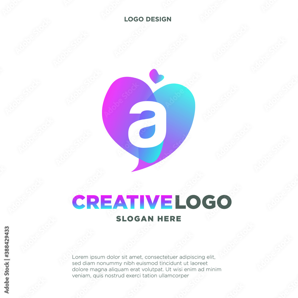 Fototapeta premium Letter A logo with colorful splash background, letter combination logo design for creative industry, web, business and company.