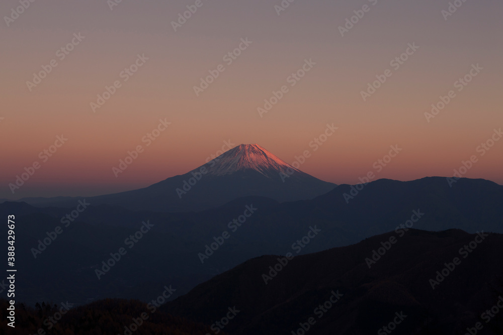 櫛形山からの夕日に染まる富士山 櫛形山からの夕日に染まる富士山