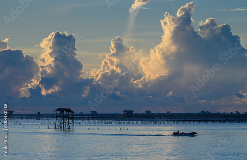 
Beautiful Ocean Sunrise Seascape , Bangtaboon - Phetchaburi , Thailand.
