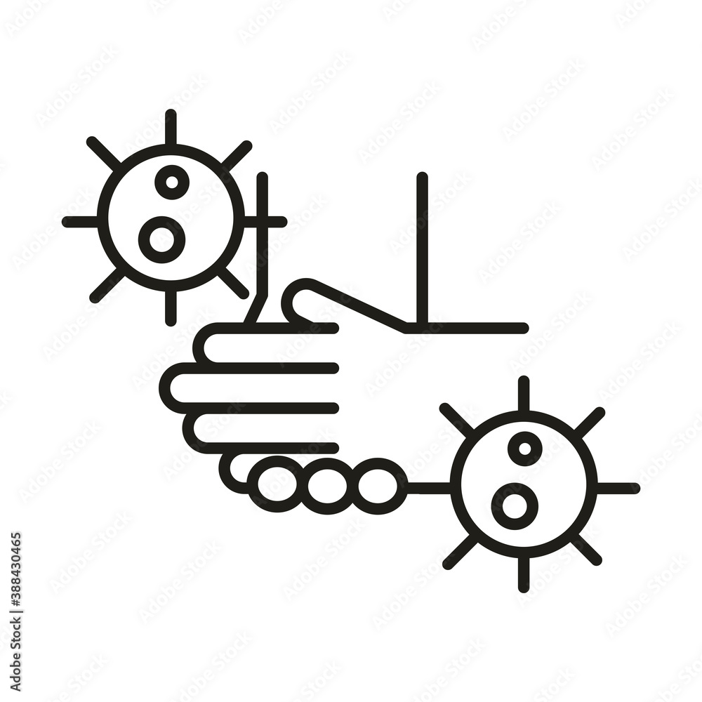 Obraz premium virus protection avoid touching hands infected line icon