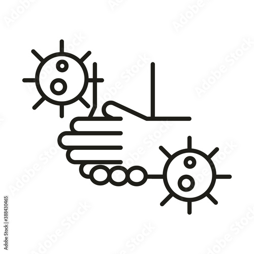 virus protection avoid touching hands infected line icon