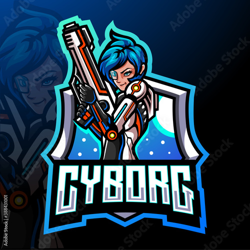 Cyborg gunners esport mascot logo design