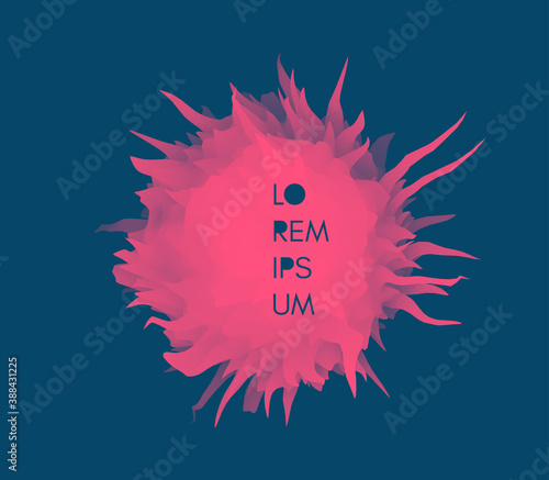 3d element with prickles. Crystal, mineral or stone. Isometric 3d frozen spike. Floral art in futuristic style. Design template with place for text. Vector illustration.