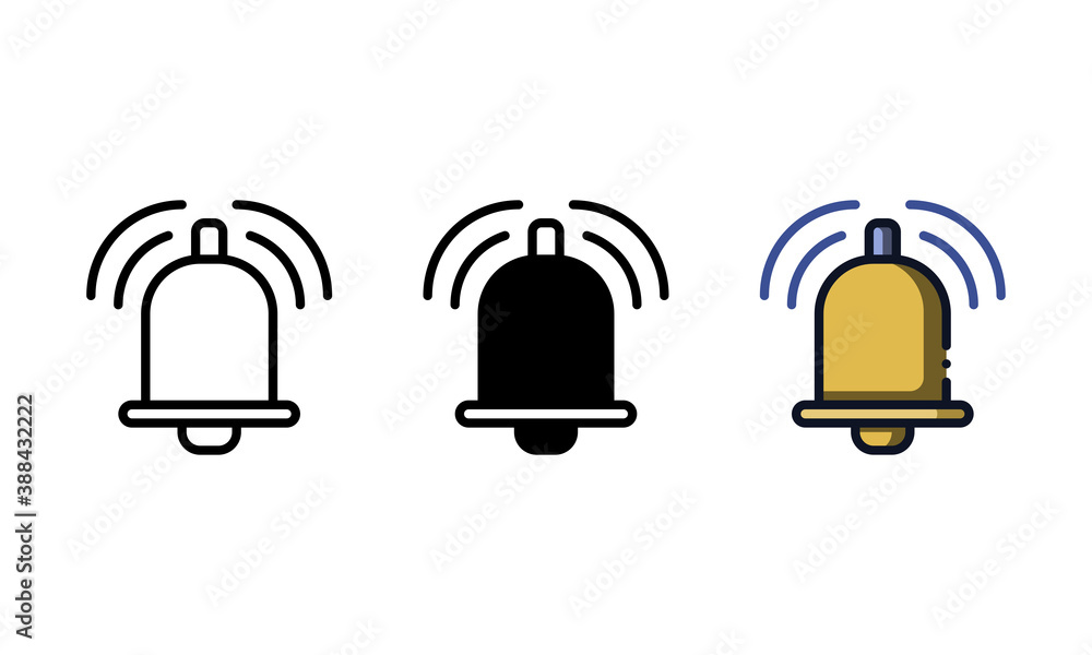 Notification icon. With outline, glyph, and filled outline styles Notification icon. With outline, glyph, and filled outline styles