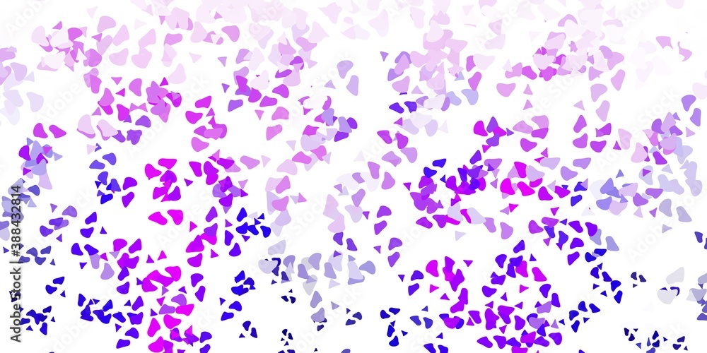 Light purple, pink vector texture with memphis shapes.