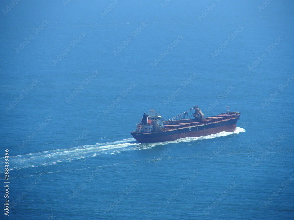 Naklejka premium Industrial Ship in Ocean Ariel View