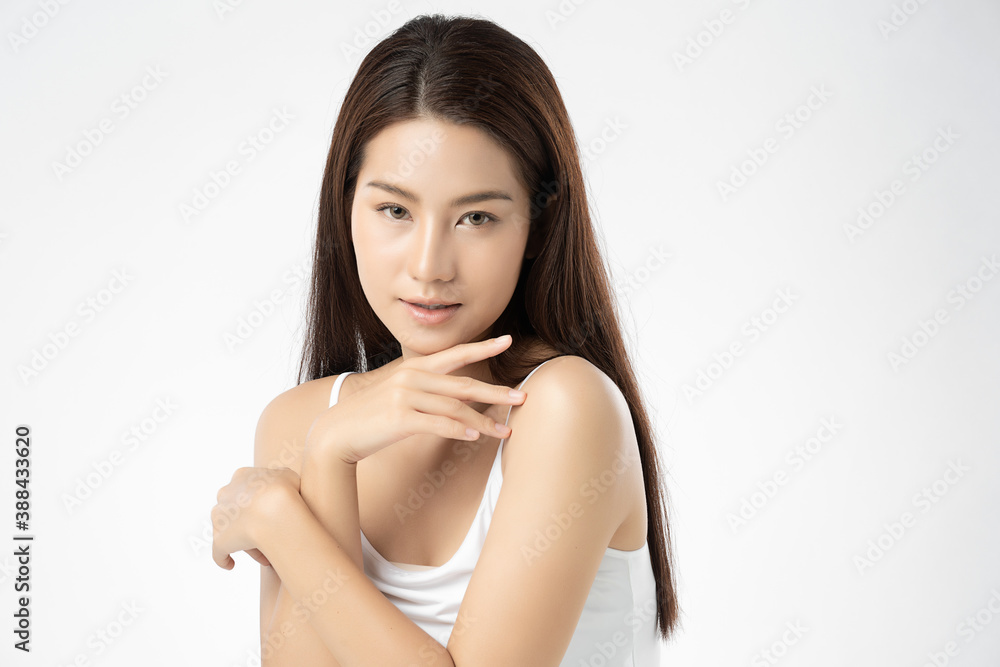 Beautiful young asian woman with clean fresh skin on white background, Face care, Facial treatment, Cosmetology, beauty and spa, Asian women portrait Beautiful young asian woman with clean fresh skin on white background, Face care, Facial treatment, Cosmetology, beauty and spa, Asian women portrait
