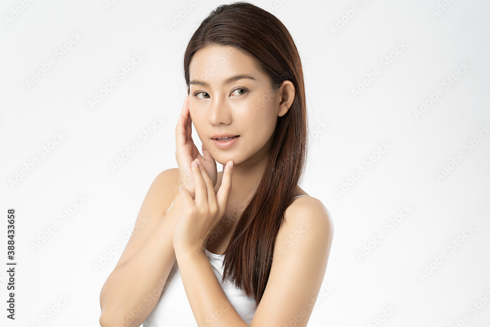 Beautiful young asian woman with clean fresh skin on white background, Face care, Facial treatment, Cosmetology, beauty and spa, Asian women portrait Beautiful young asian woman with clean fresh skin on white background, Face care, Facial treatment, Cosmetology, beauty and spa, Asian women portrait