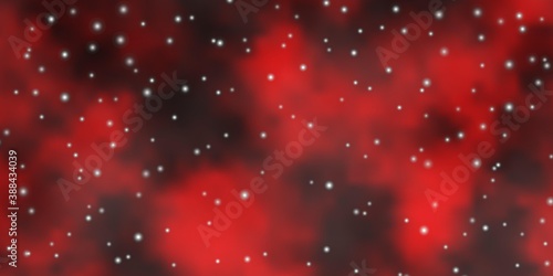 Dark Red vector template with neon stars.