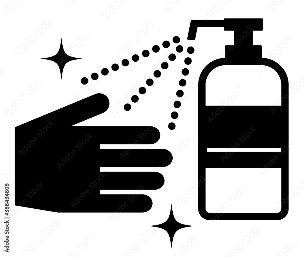 コロナウイルス予防 アルコール消毒のシンプルなアイコン 白背景 Stock Vector Adobe Stock