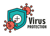 covid 19 coronavirus shield virus protection line and fill icon
