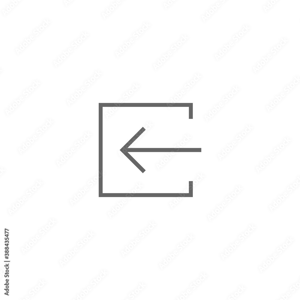 Exit or logout, log off icon. Isolated on white. black right thin arrow with bracket. Exit or logout, log off icon. Isolated on white. black right thin arrow with bracket.