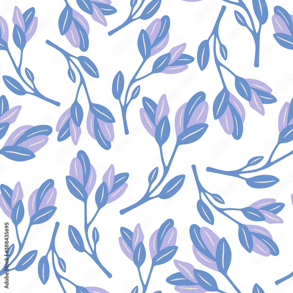 Seamless pattern with hand drawn tree branches on a white background. Doodle, simple illustration. It can be used for decoration of textile, paper and other surfaces.