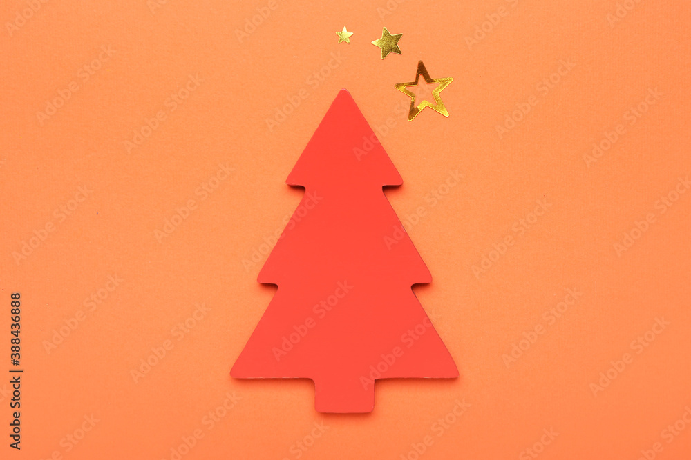 Beautiful Christmas tree on color background Beautiful Christmas tree on color background
