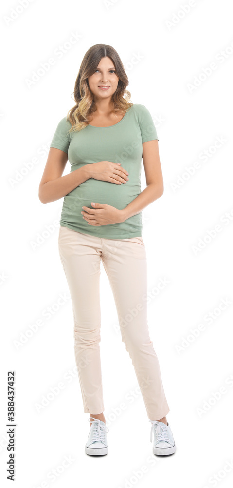 Beautiful pregnant woman on white background Beautiful pregnant woman on white background