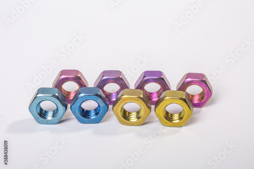 colored anodized bolts high strength metal fasteners photo