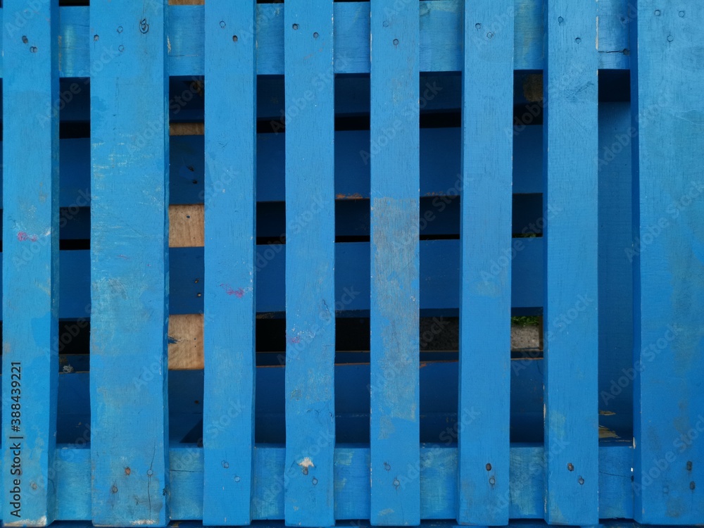 Blue wooden pallet, isolated background Blue wooden pallet, isolated background