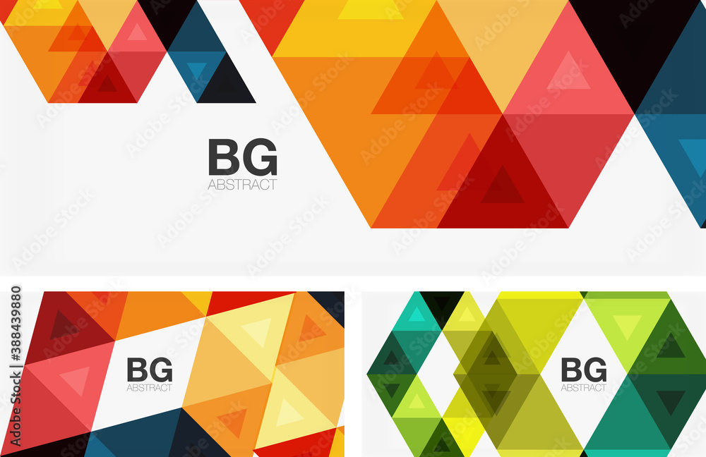 Set of mosaic triangle pattern abstract backgrounds. Modern templates for covers, banners, flyers and posters and other templates Set of mosaic triangle pattern abstract backgrounds. Modern templates for covers, banners, flyers and posters and other templates