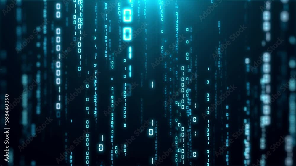 Binary Code Matrix Background With Numbers Moving Downward On Screen - Digital Data Stream Effect - animation Binary Code Matrix Background With Numbers Moving Downward On Screen - Digital Data Stream Effect - animation
