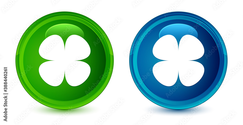 Flower leaf icon artistic shiny glossy blue and green round button set Flower leaf icon artistic shiny glossy blue and green round button set