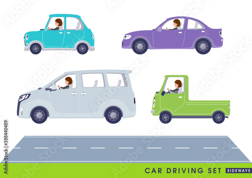 flat type business women_Cars sideways