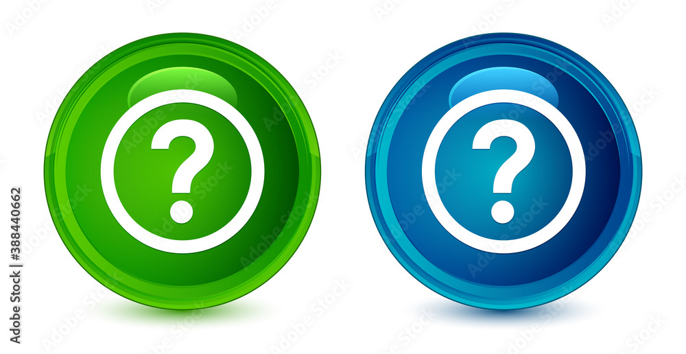 Question icon artistic shiny glossy blue and green round button set Question icon artistic shiny glossy blue and green round button set