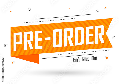 Pre-Order Sale banner design template, discount tag, vector illustration