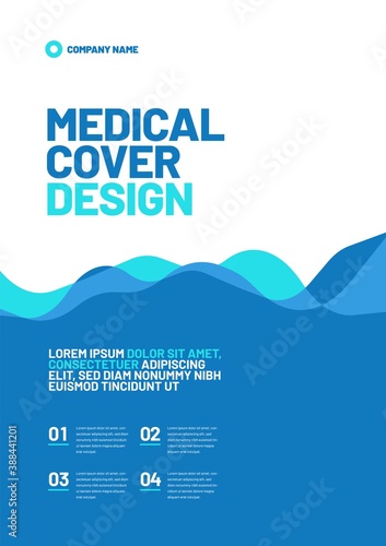 Template design with abstract dynamic waves for medical layout. Vector design A4 size for poster, flyer or banner.