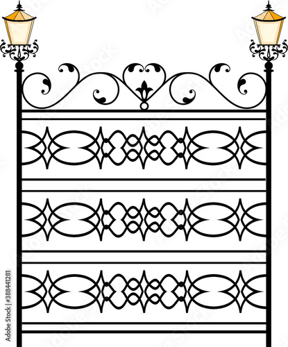 Wrought Iron Gate With Lamp Design