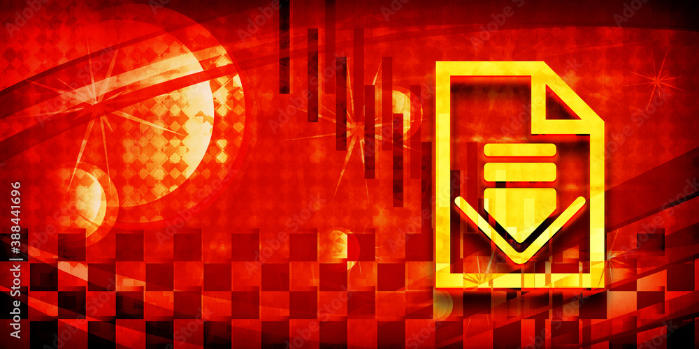 Obraz premium Download document icon summer sunburst sunny orange light banner background dark illustration