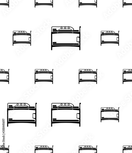 Bunk Bed Icon Seamless Pattern, Two Bed Frame Stacked On Top Of Another