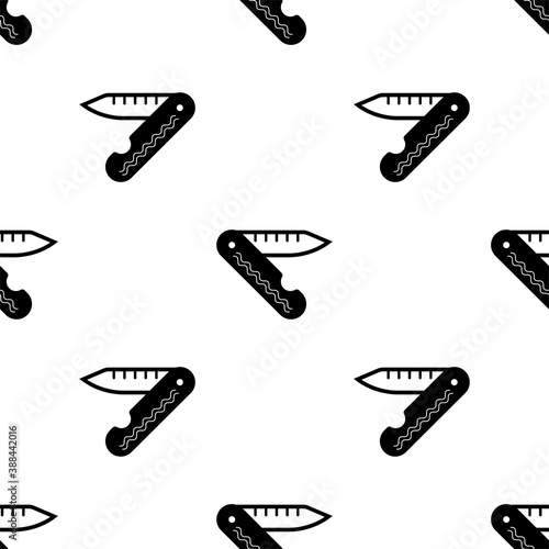 Pocketknife Icon Seamless Pattern, Pocket Knife, Sharp Blade Folding Knife