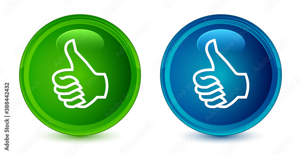 Like icon artistic shiny glossy blue and green round button set Like icon artistic shiny glossy blue and green round button set