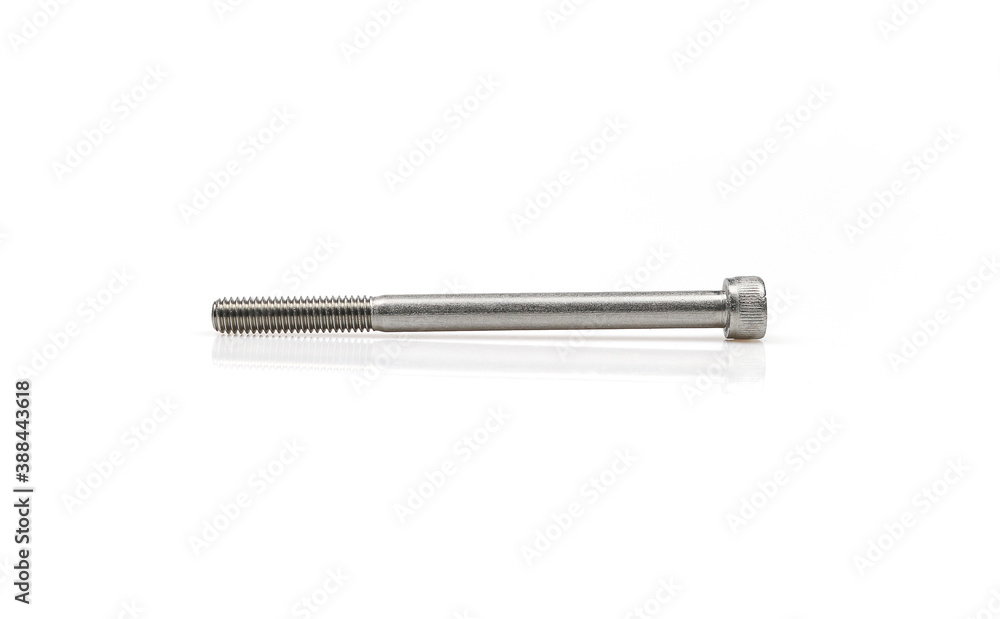 Socket head Hex cap long screw isolated on white background