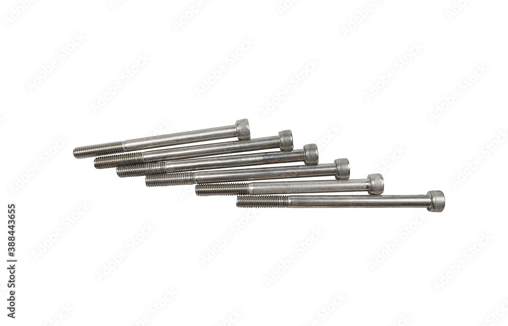 Socket head Hex cap long screw isolated on white background Socket head Hex cap long screw isolated on white background