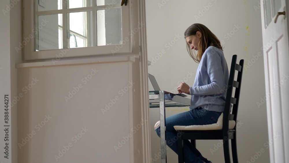 Woman writer. Professional works from home. Business lady. Woman writer. Professional works from home. Business lady.