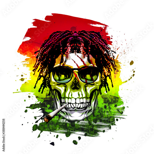 rastafari skull and crossbo...