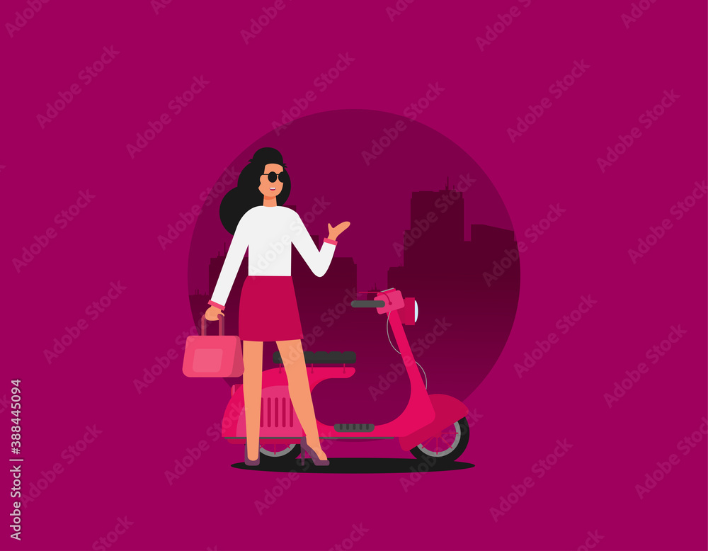 Vector creative flat design scooter icon Vector creative flat design scooter icon