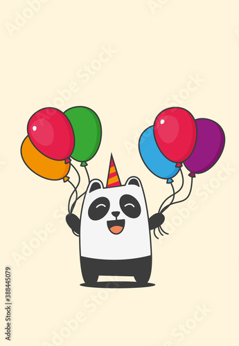 Panda with flag. Flat style design - vector