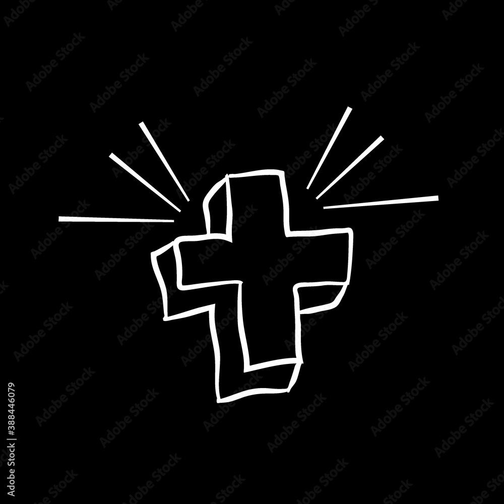 line drawing cartoon plus symbol. Vector line drawing cartoon plus symbol. Vector