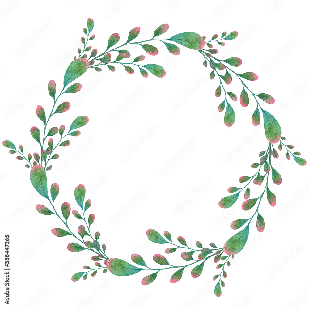 Obraz premium New Year's wreath of thin red-green branches.