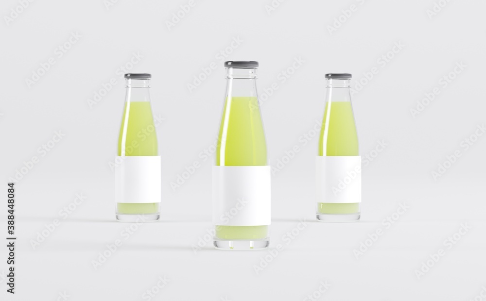 Lime Juice Bottles Mockup 3D Illustration Lime Juice Bottles Mockup 3D Illustration