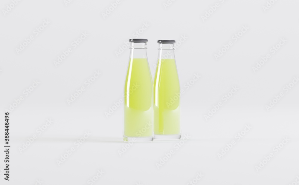 Lime Juice Bottles Mockup 3D Illustration Lime Juice Bottles Mockup 3D Illustration
