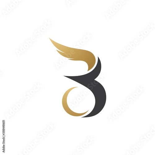 B Initial Letter with wing