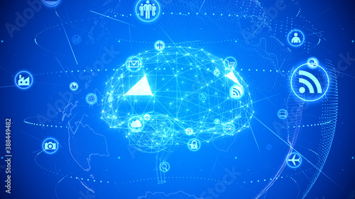 Ai Cloud Technology Icon Network Symbol Digital devices 3D illustration