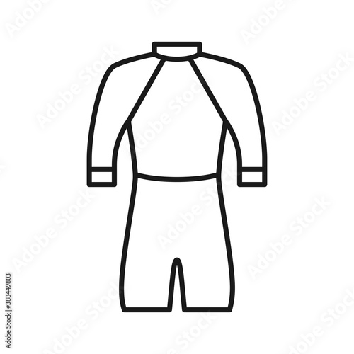 Shorty diving wetsuit icon. Short sleeve swimsuit. Isolated vector illustration on white background. Editable stroke