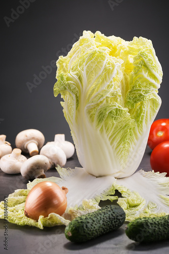 fine chinese cabbage with vegetables and mushrooms for cooking a delicious dish