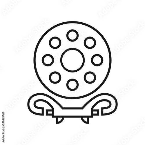 Diving bobbin with carabiner icon. Isolated vector illustration on white background. Editable stroke