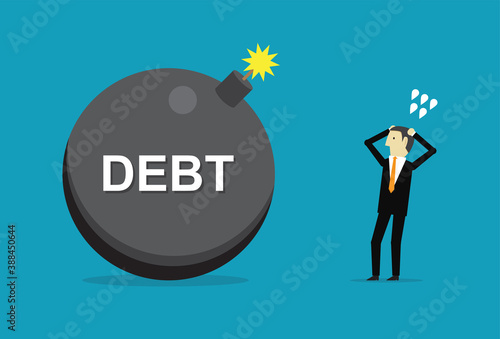 Headache businessman and debt bomb
