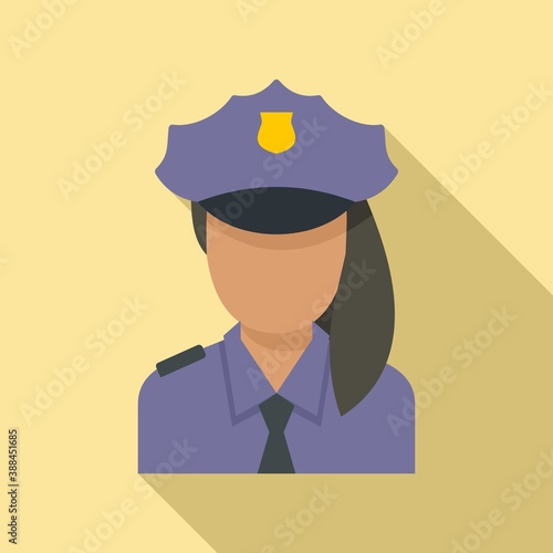 Police woman border icon. Flat illustration of police woman border vector icon for web design